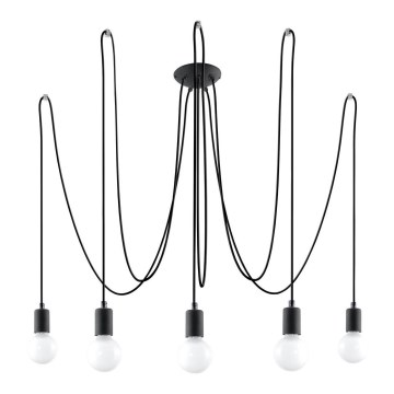 Lustr na Lanku EDISON 5 5xE27/60W/230V pavouk černá