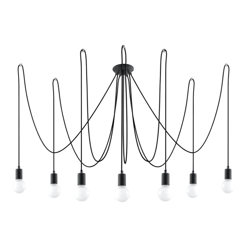 Lustr na Lanku EDISON 7 7xE27/60W/230V pavouk černá