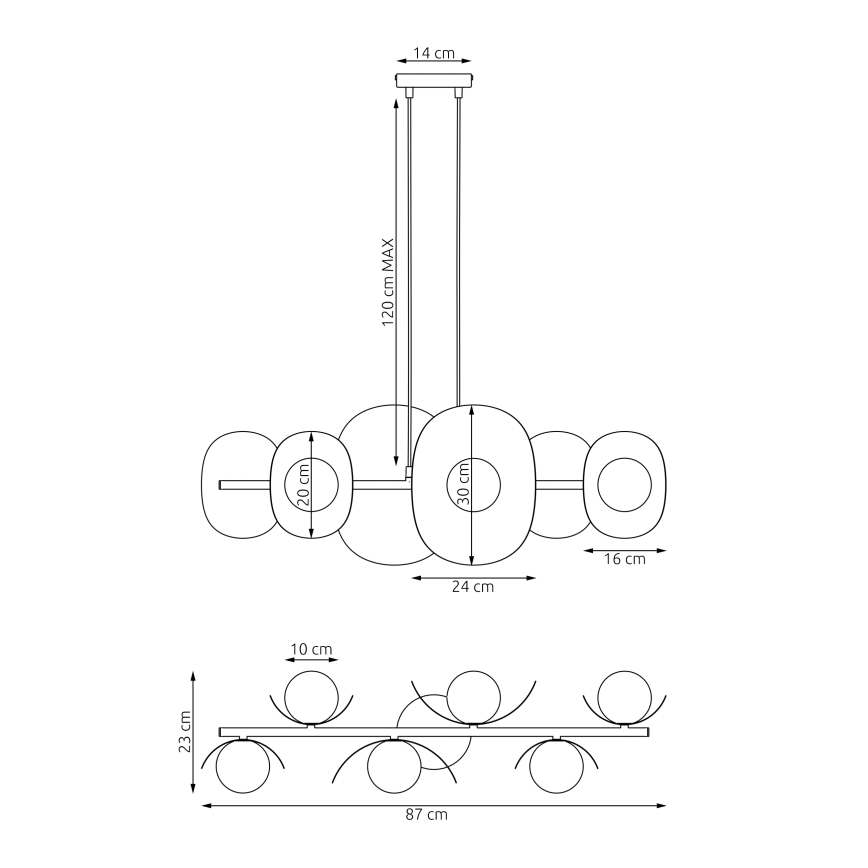 Lustr na lanku ELEMENTI 6xG9/8W/230V bílá