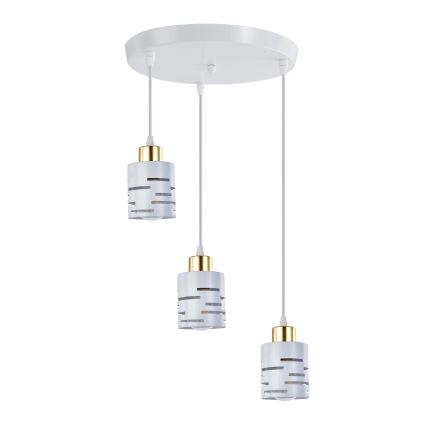 Lustr na lanku ELEN 3xE27/35W/230V pr. 29 cm bílá/zlatá