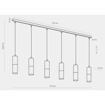 Lustr na lanku ELIT 6xGU10/10W/230V černá