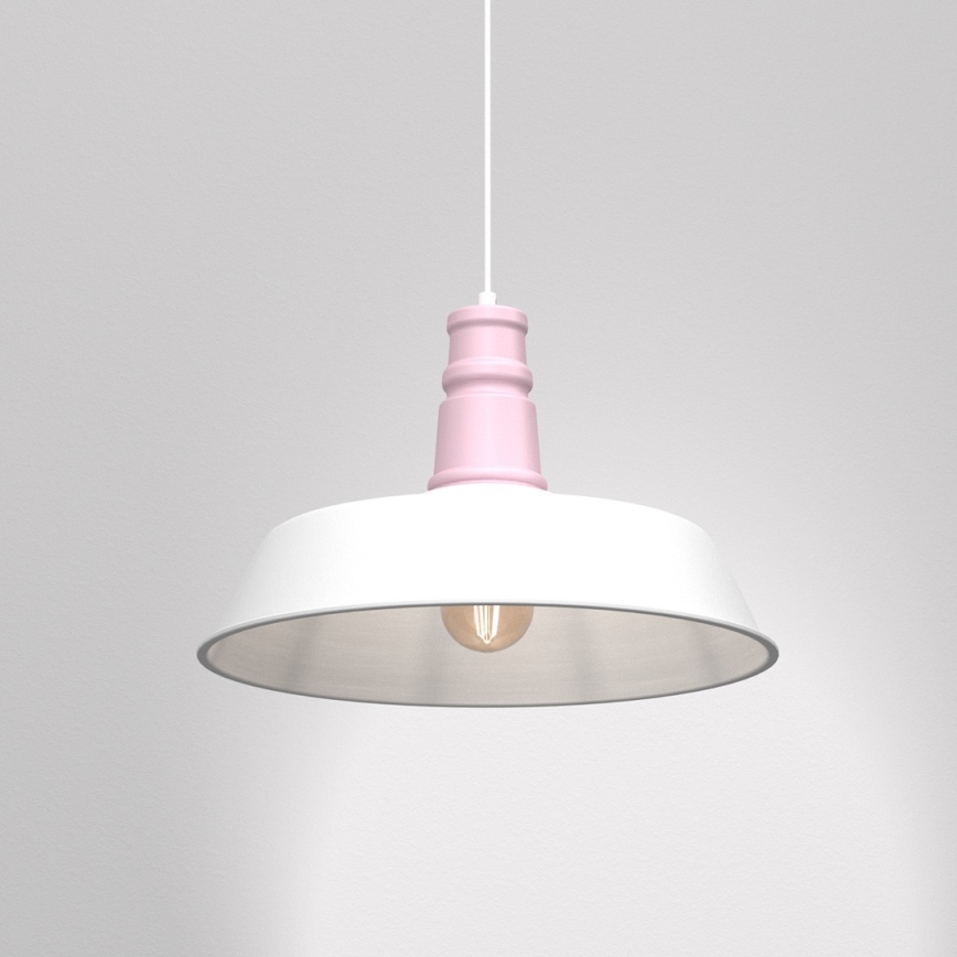Lustr na lanku ENZO 1xE27/60W/230V bílá/růžová