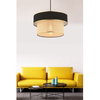 Lustr na lanku ERO 1xE27/60W/230V černá/béžová