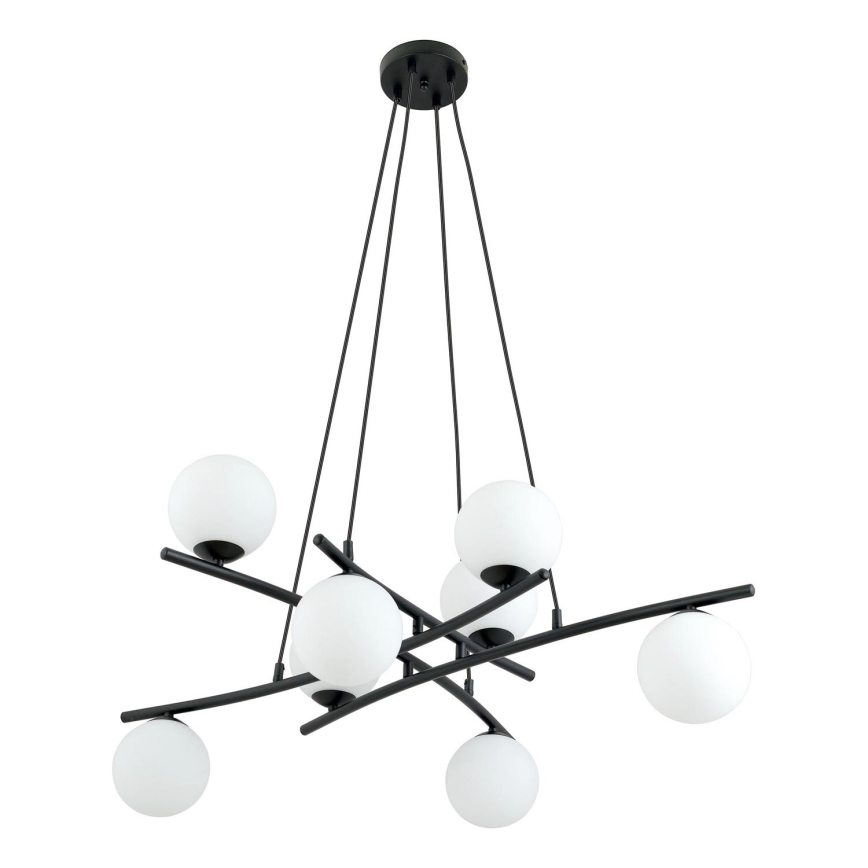 Lustr na lanku ESSA 8xE14/10W/230V černá/bílá