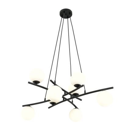 Lustr na lanku ESSA 8xE14/10W/230V černá/bílá