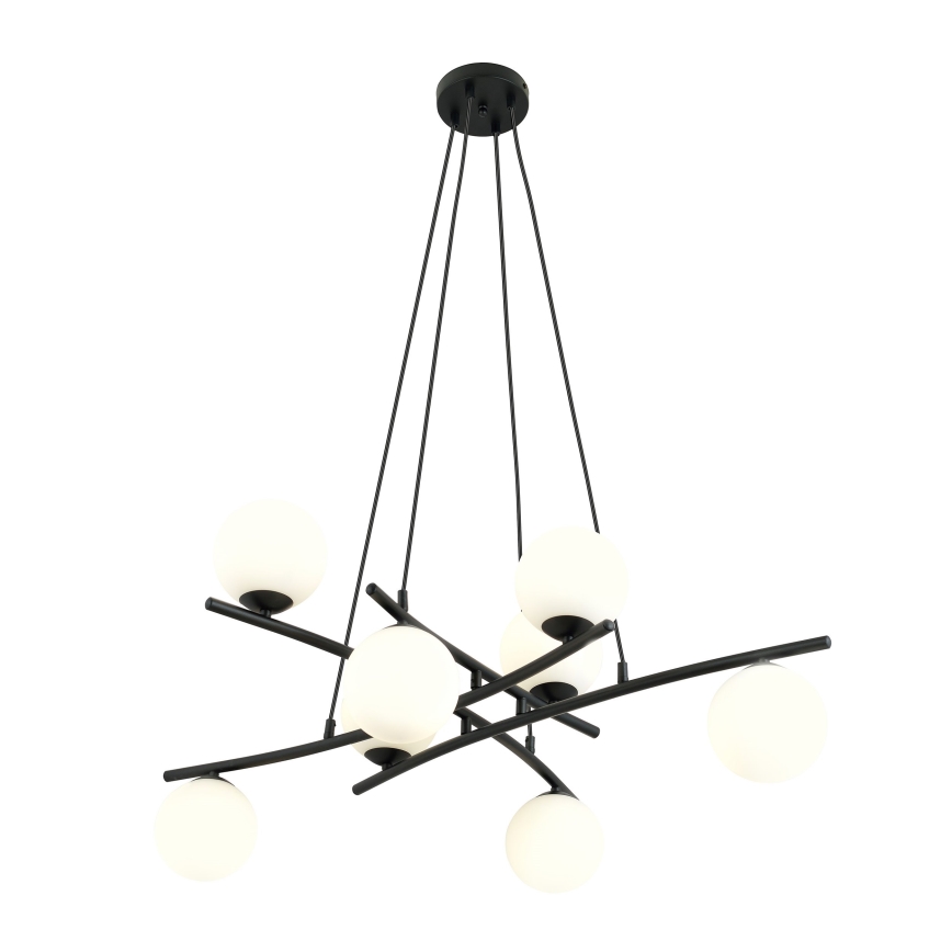 Lustr na lanku ESSA 8xE14/10W/230V černá/bílá