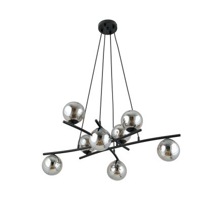 Lustr na lanku ESSA 8xE14/10W/230V černá/kouřová