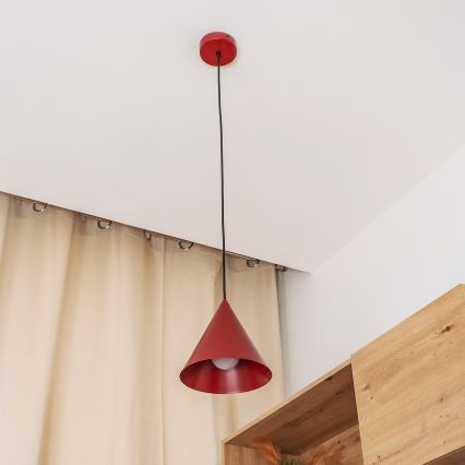 Lustr na lanku ETNA II 1xE27/15W/230V pr. 18,5 cm červená