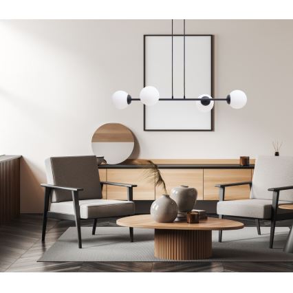 Lustr na lanku FIRA 4xE27/60W/230V černá