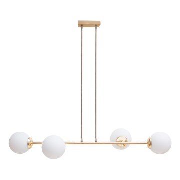 Lustr na lanku FIRA 4xE27/60W/230V zlatá