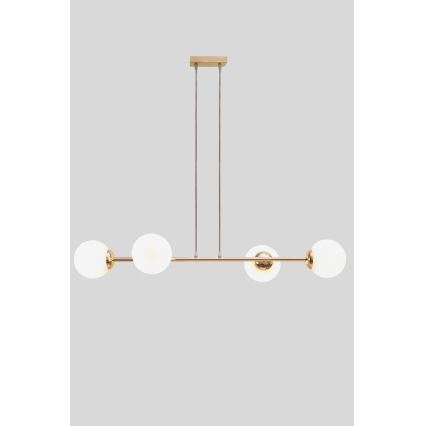 Lustr na lanku FIRA 4xE27/60W/230V zlatá