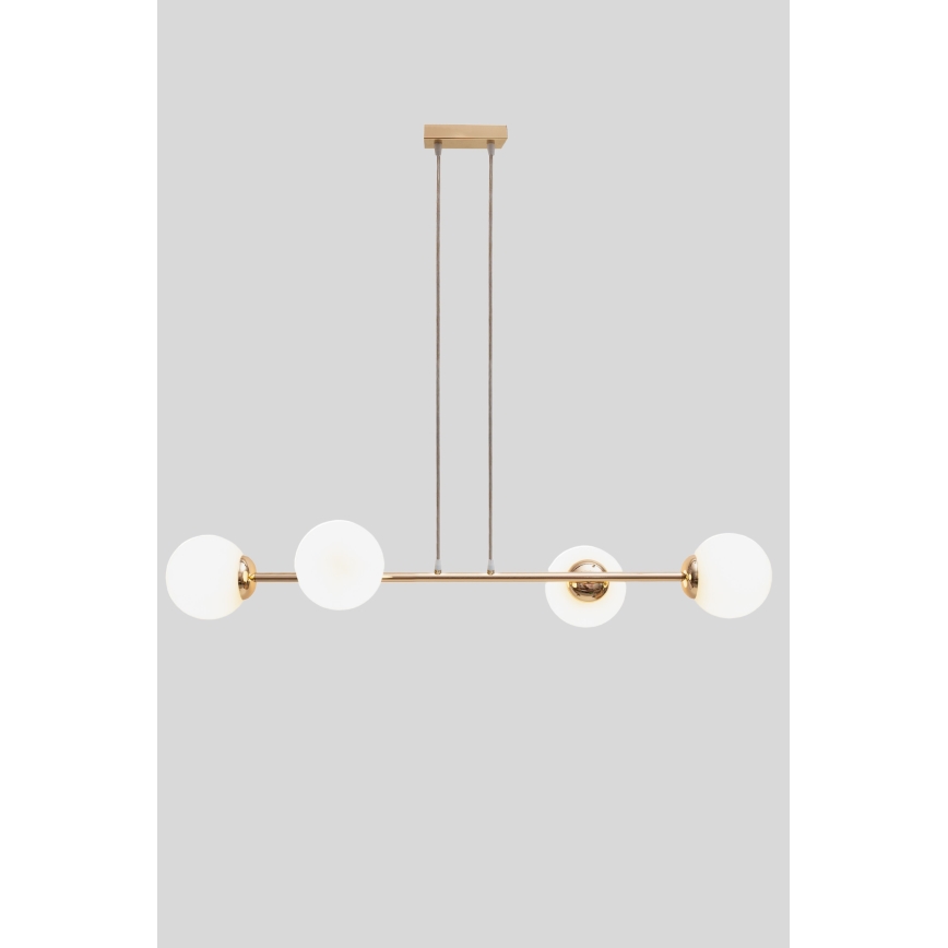 Lustr na lanku FIRA 4xE27/60W/230V zlatá