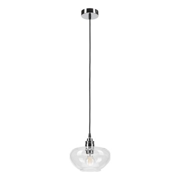 Lustr na lanku FLO 1xE27/15W/230V lesklý chrom/čirá