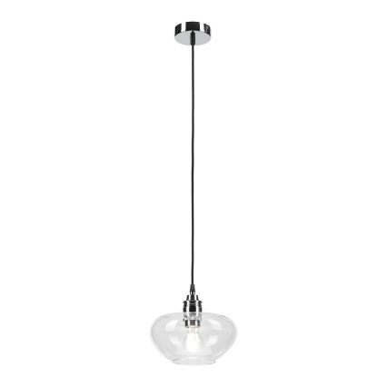 Lustr na lanku FLO 1xE27/15W/230V lesklý chrom/čirá