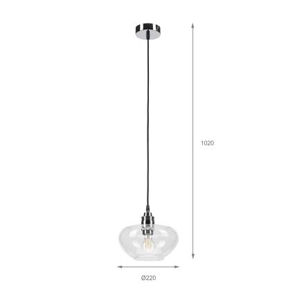 Lustr na lanku FLO 1xE27/15W/230V lesklý chrom/čirá