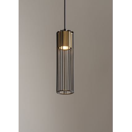 Lustr na lanku FOBIA 1xGU10/25W/230V černá/zlatá