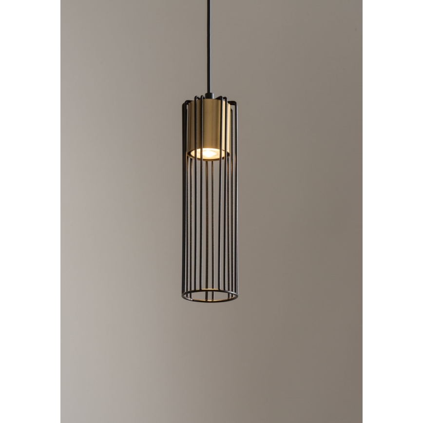 Lustr na lanku FOBIA 1xGU10/25W/230V černá/zlatá