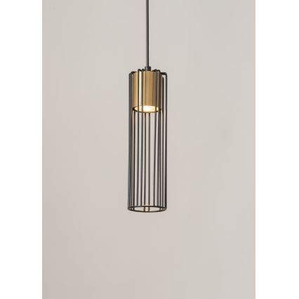 Lustr na lanku FOBIA 1xGU10/25W/230V černá/zlatá