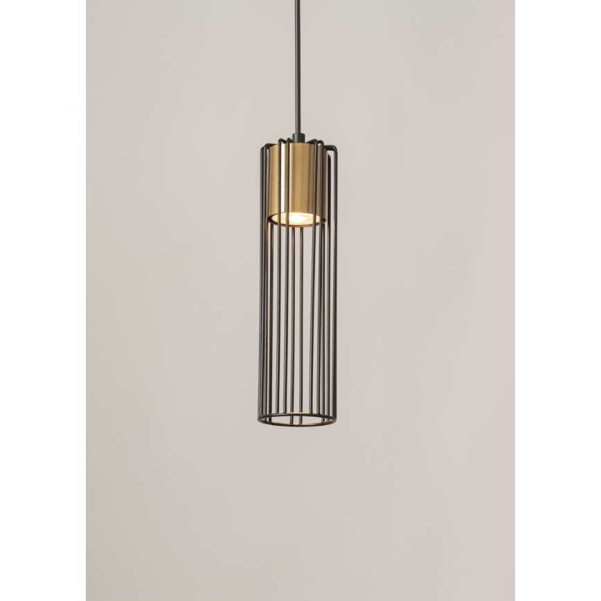 Lustr na lanku FOBIA 1xGU10/25W/230V černá/zlatá