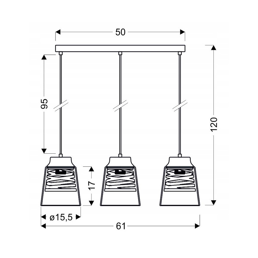 Lustr na lanku FRESNO 3xE27/60W/230V