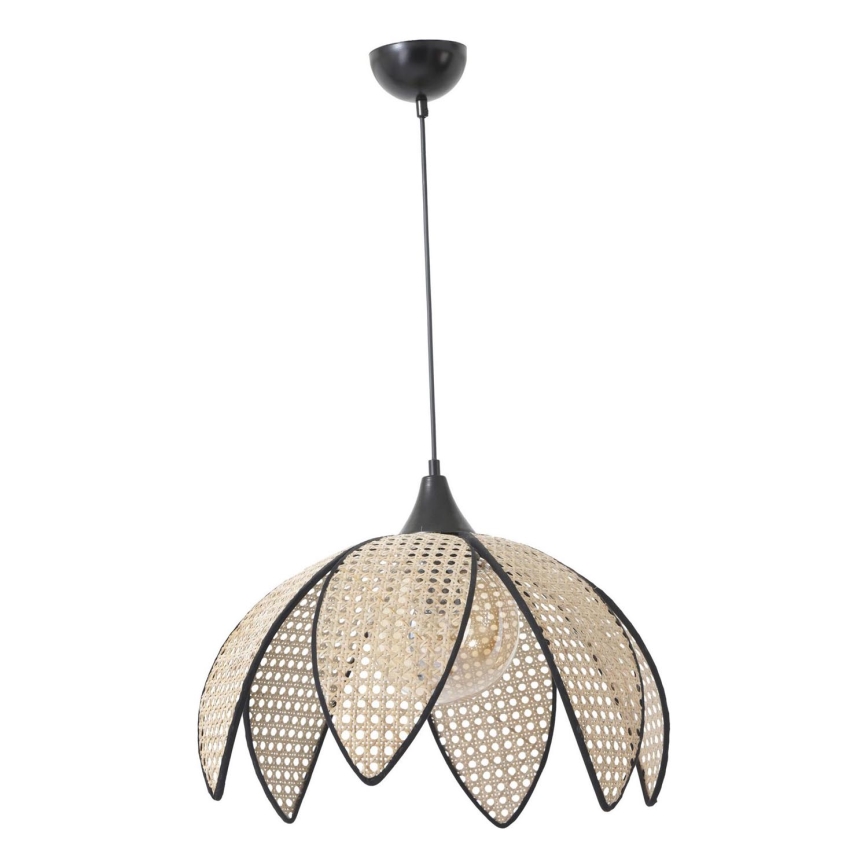 Lustr na lanku FUME 1xE27/40W/230V pr. 40 cm černá/béžová