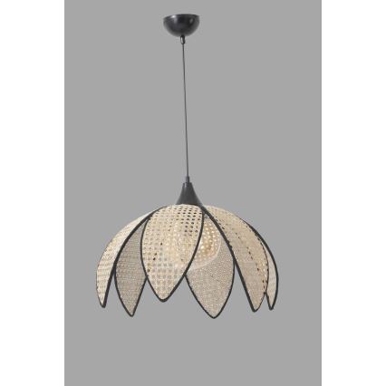 Lustr na lanku FUME 1xE27/40W/230V pr. 40 cm černá/béžová
