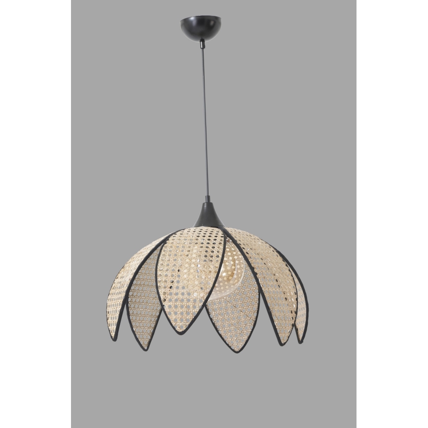 Lustr na lanku FUME 1xE27/40W/230V pr. 40 cm černá/béžová
