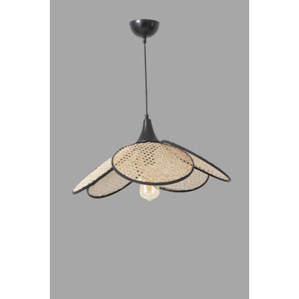 Lustr na lanku FUME 1xE27/40W/230V pr. 45 cm černá/béžová