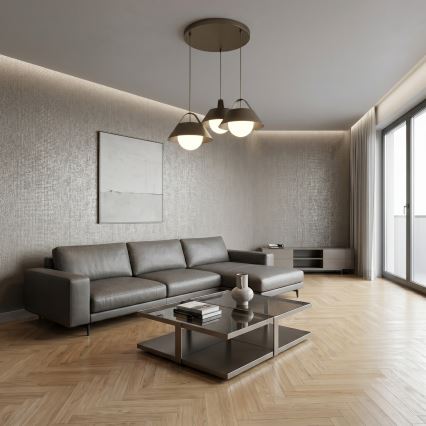 Lustr na lanku FUNDA 3xE27/15W/230V bronzová