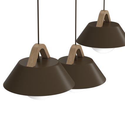 Lustr na lanku FUNDA 3xE27/15W/230V hnědá