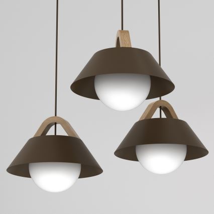 Lustr na lanku FUNDA 3xE27/15W/230V hnědá