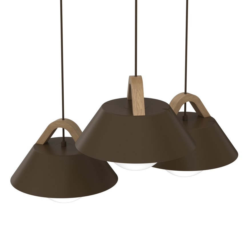 Lustr na lanku FUNDA 3xE27/15W/230V hnědá