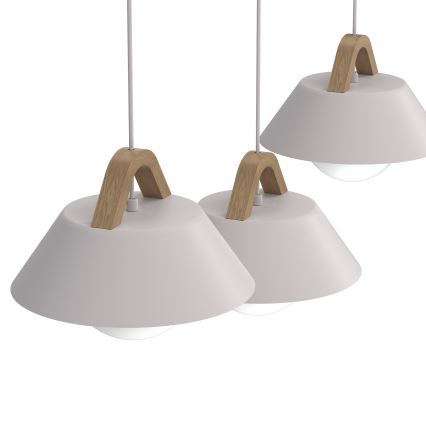 Lustr na lanku FUNDA 3xE27/15W/230V krémová