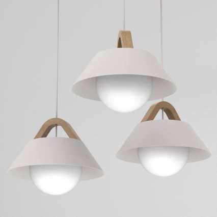 Lustr na lanku FUNDA 3xE27/15W/230V krémová