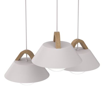 Lustr na lanku FUNDA 3xE27/15W/230V krémová