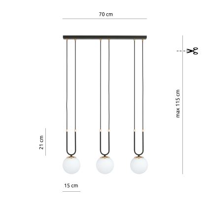 Lustr na lanku GLAM 3xE14/10W/230V černá