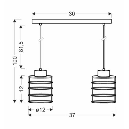 Lustr na lanku GLOB 2xE27/40W/230V černá
