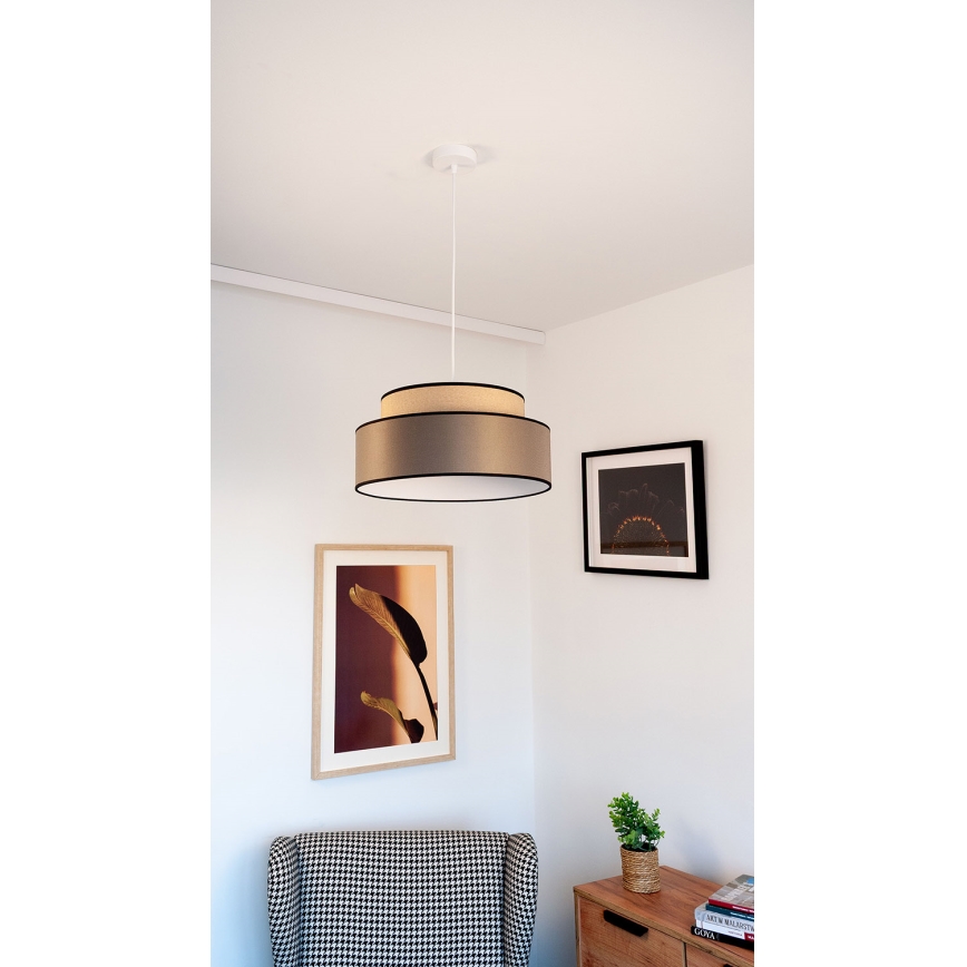Lustr na lanku GRACE 1xE27/60W/230V béžová/hnědá