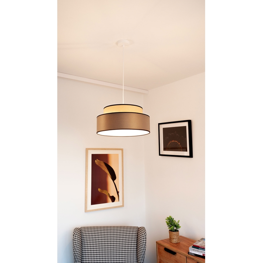 Lustr na lanku GRACE 1xE27/60W/230V béžová/hnědá