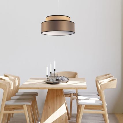 Lustr na lanku GRACE 1xE27/60W/230V béžová/hnědá