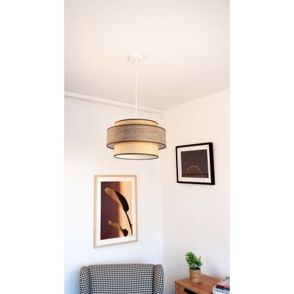 Lustr na lanku GRACE 1xE27/60W/230V béžová/hnědá