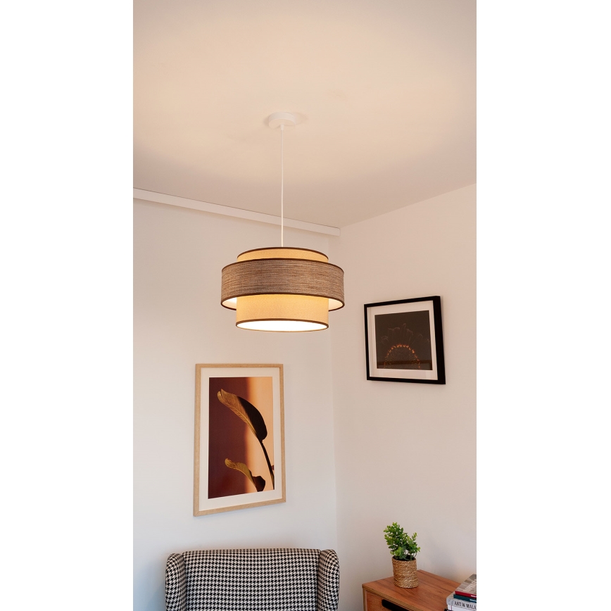 Lustr na lanku GRACE 1xE27/60W/230V béžová/hnědá