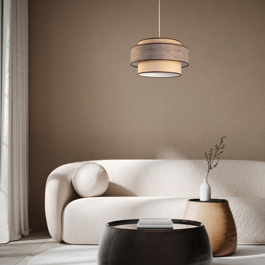 Lustr na lanku GRACE 1xE27/60W/230V béžová/hnědá