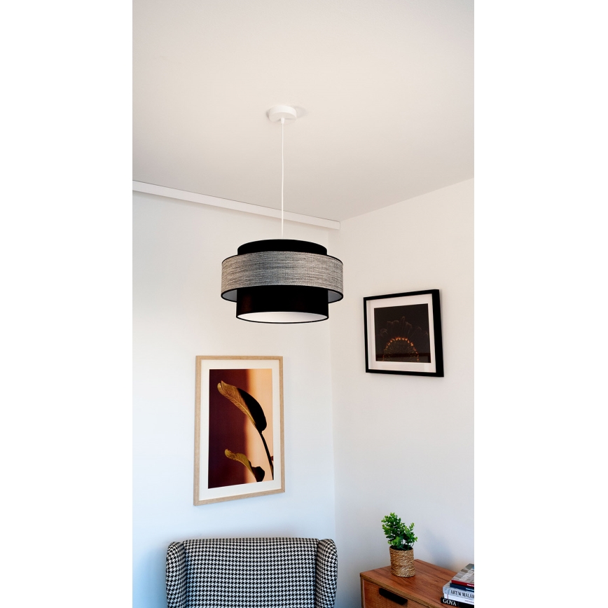 Lustr na lanku GRACE 1xE27/60W/230V černá/šedá