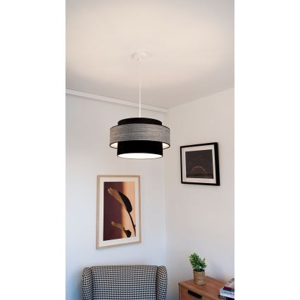Lustr na lanku GRACE 1xE27/60W/230V černá/šedá