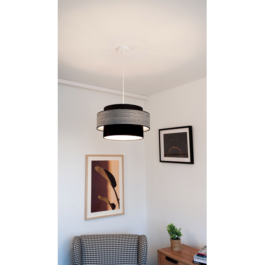 Lustr na lanku GRACE 1xE27/60W/230V černá/šedá