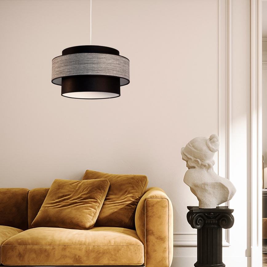 Lustr na lanku GRACE 1xE27/60W/230V černá/šedá