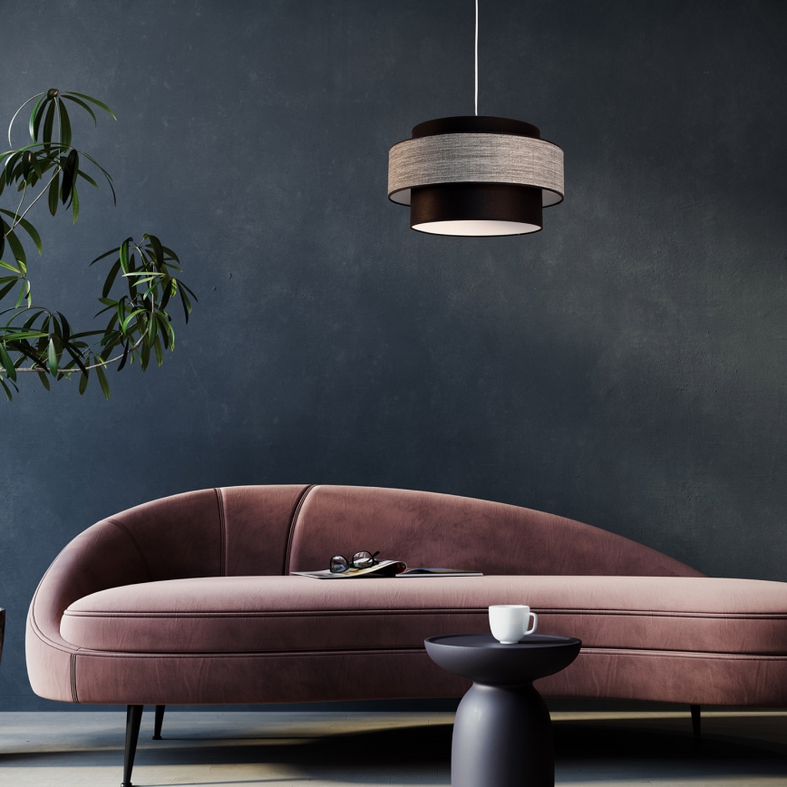 Lustr na lanku GRACE 1xE27/60W/230V černá/šedá