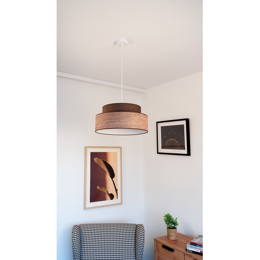 Lustr na lanku GRACE 1xE27/60W/230V hnědá/béžová