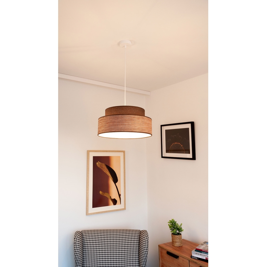 Lustr na lanku GRACE 1xE27/60W/230V hnědá/béžová